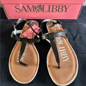 Sam & Libby Black and Tan Women's Sandals- Brand New, 7.5
